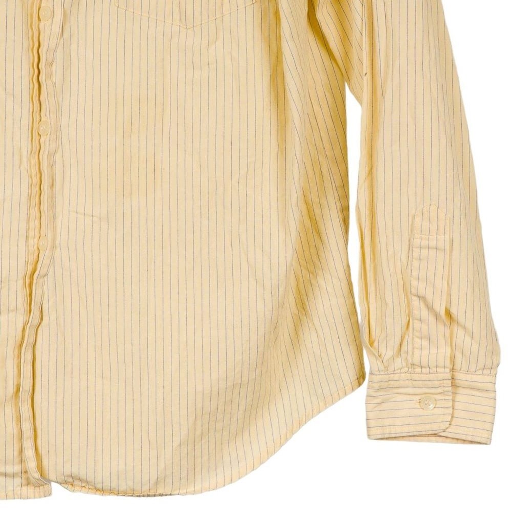 Evan Picone 100% Cotton Button Down Pastel Yellow Vertical Stripes Long Sleeve - Picture 3 of 6